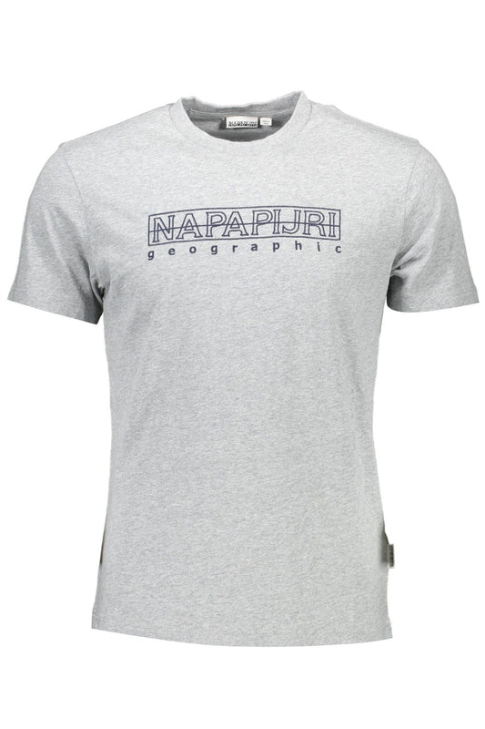 Elegant Gray Embroidered Crew Neck Tee