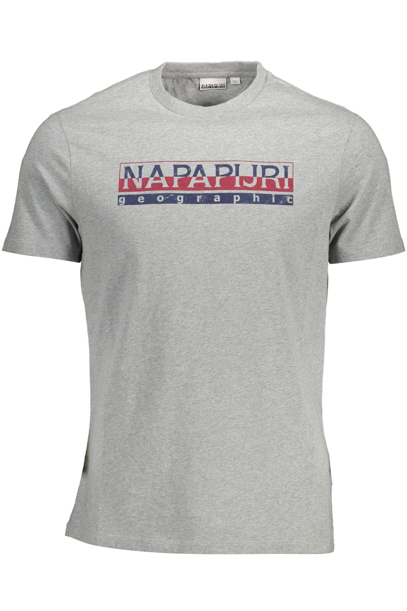 Elegant Gray Crew Neck Tee with Logo Print