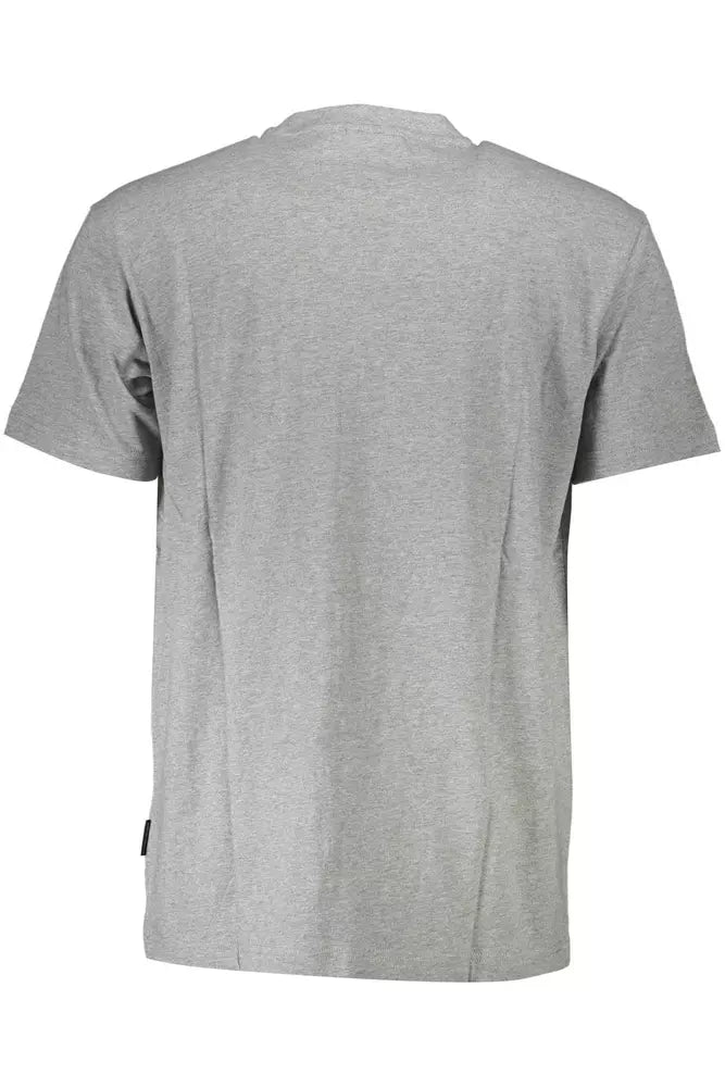 Chic Gray Cotton T-Shirt with Logo Detail