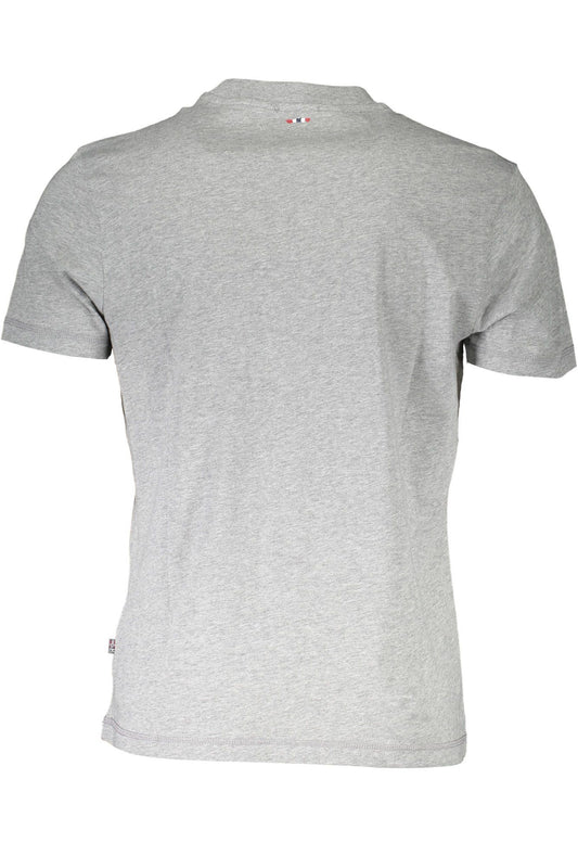 Chic Gray Round Neck Logo Tee