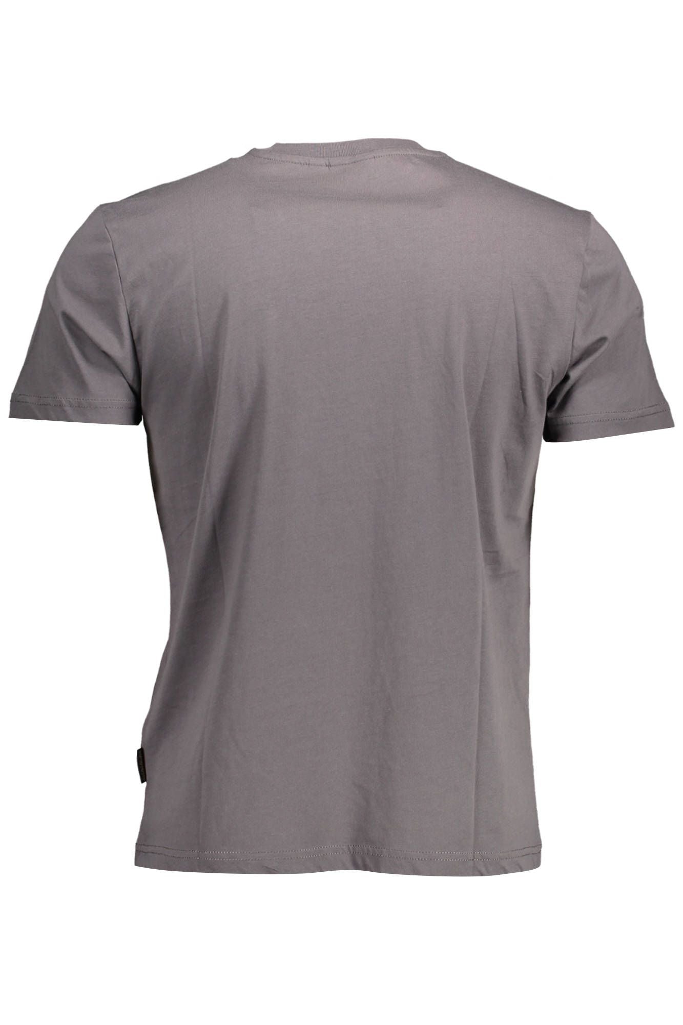 Classic Gray Round Neck Tee with Logo Detail