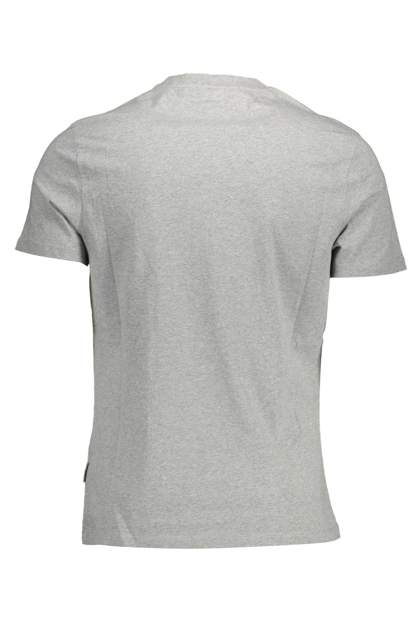 Elegant Gray Crew Neck Tee with Logo Print