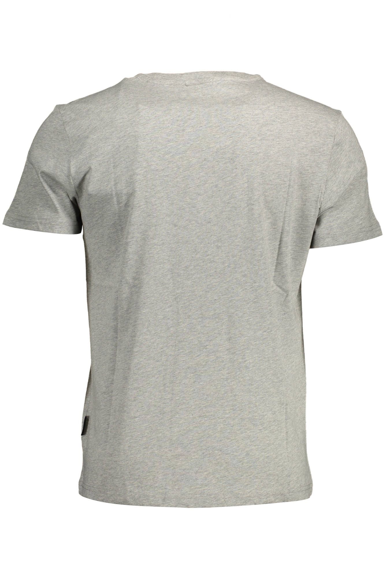 Elegant Gray Round Neck Cotton T-Shirt