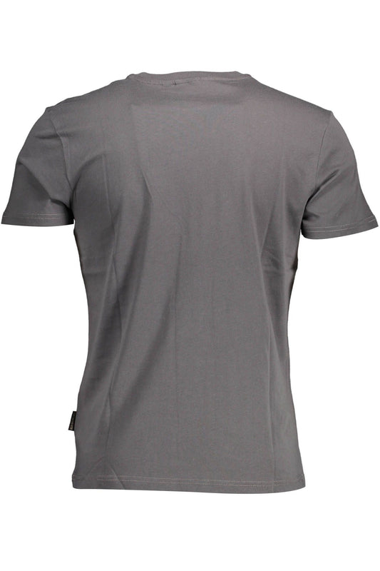Chic Gray Round Neck Logo Tee