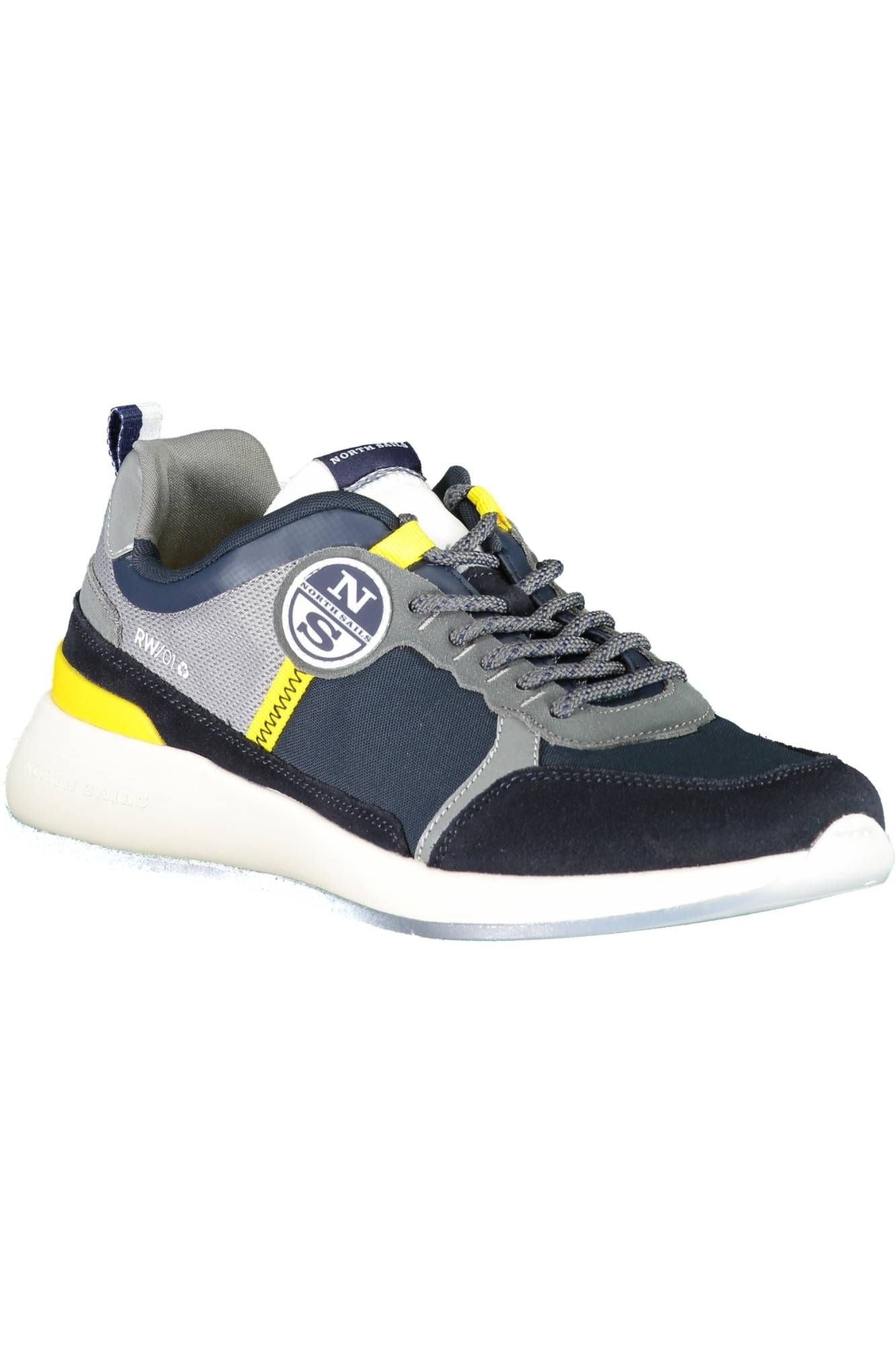 Blue Contrast Detail Leather Sneakers