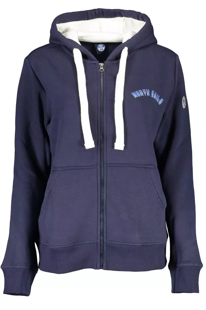 Cozy Blue Cotton-Blend Hooded Sweatshirt
