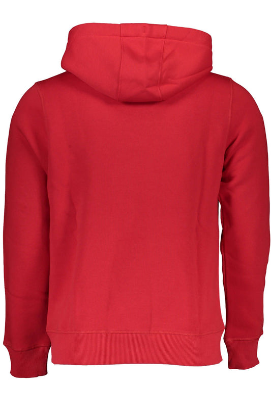 Vibrant Red Hooded Sweatshirt with Central Pocket