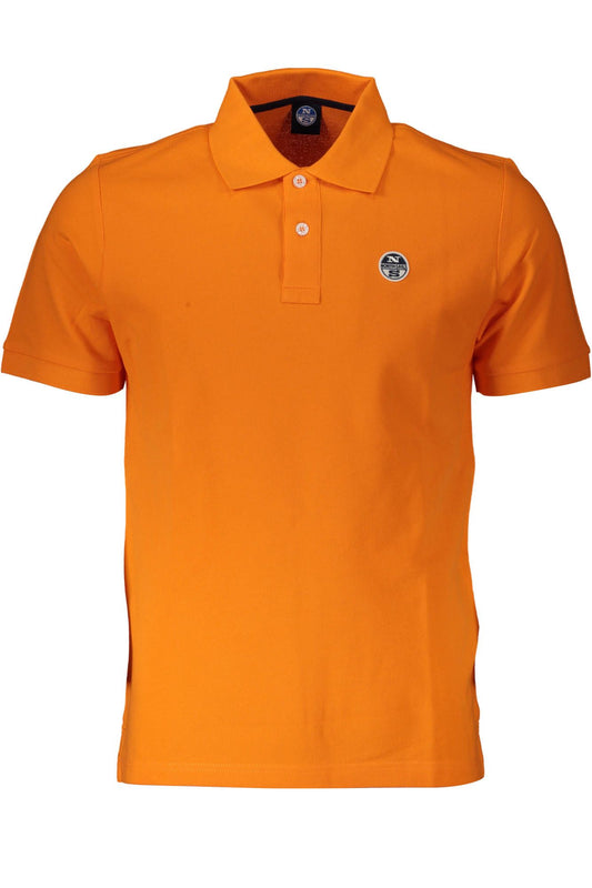 Chic Orange Cotton Polo Shirt with Logo