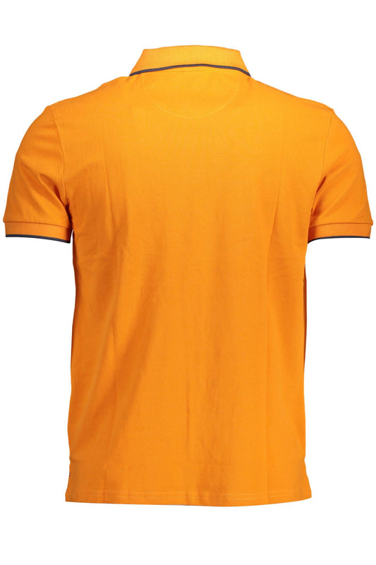 Chic Orange Contrast Detail Polo Shirt