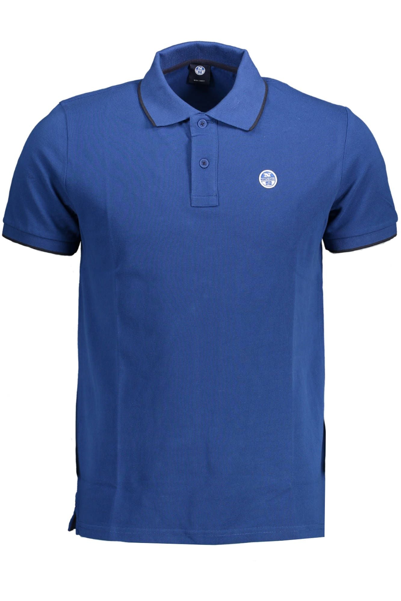 Chic Short-Sleeved Blue Polo with Contrast Details