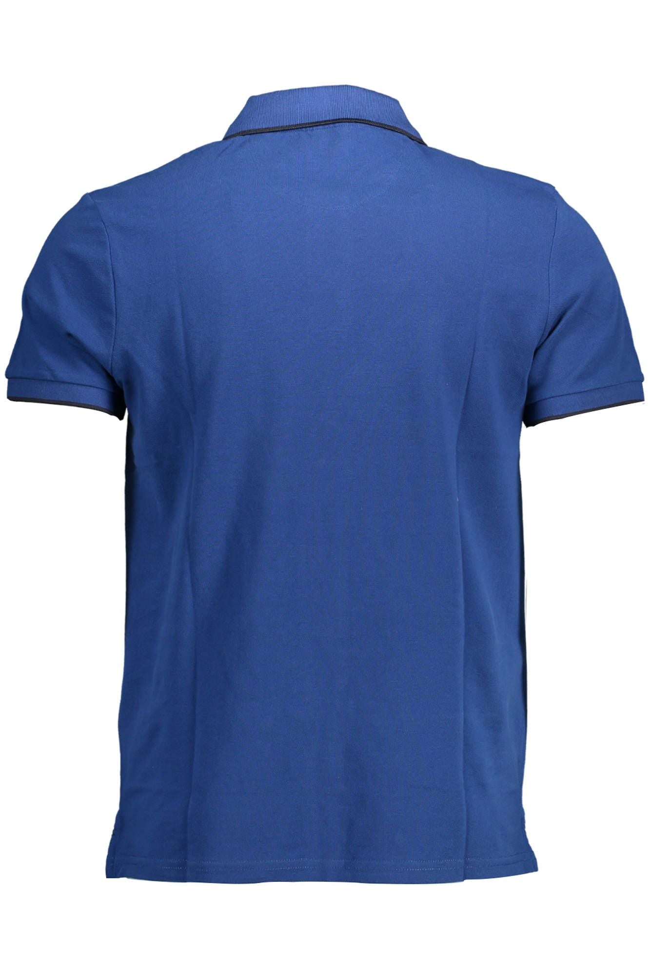 Chic Short-Sleeved Blue Polo with Contrast Details