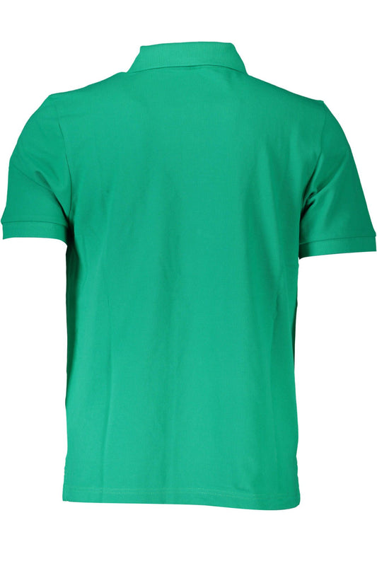 Green Cotton Short-Sleeved Polo for Men