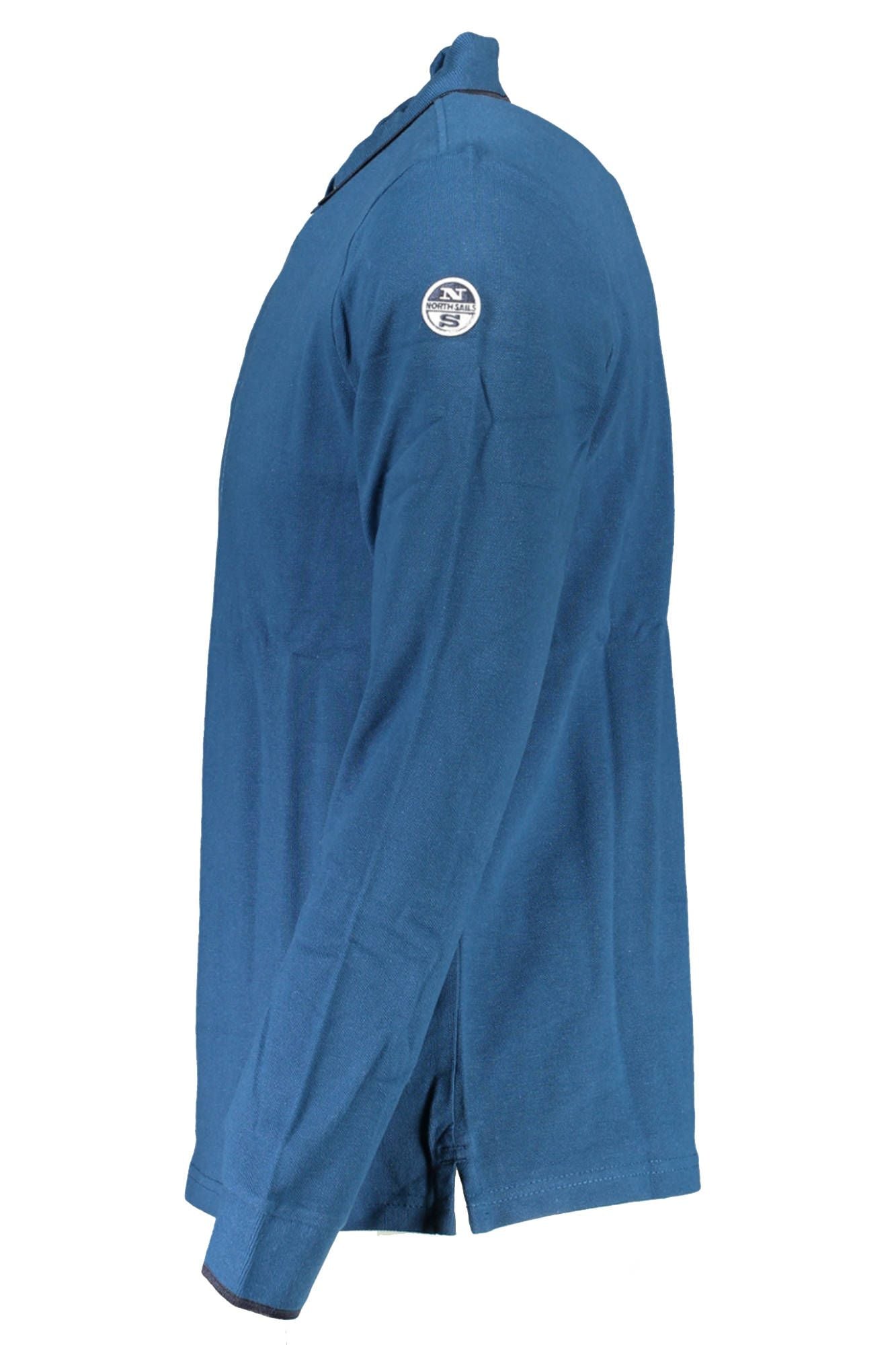 Elegant Long-Sleeved Blue Polo with Contrast Detail
