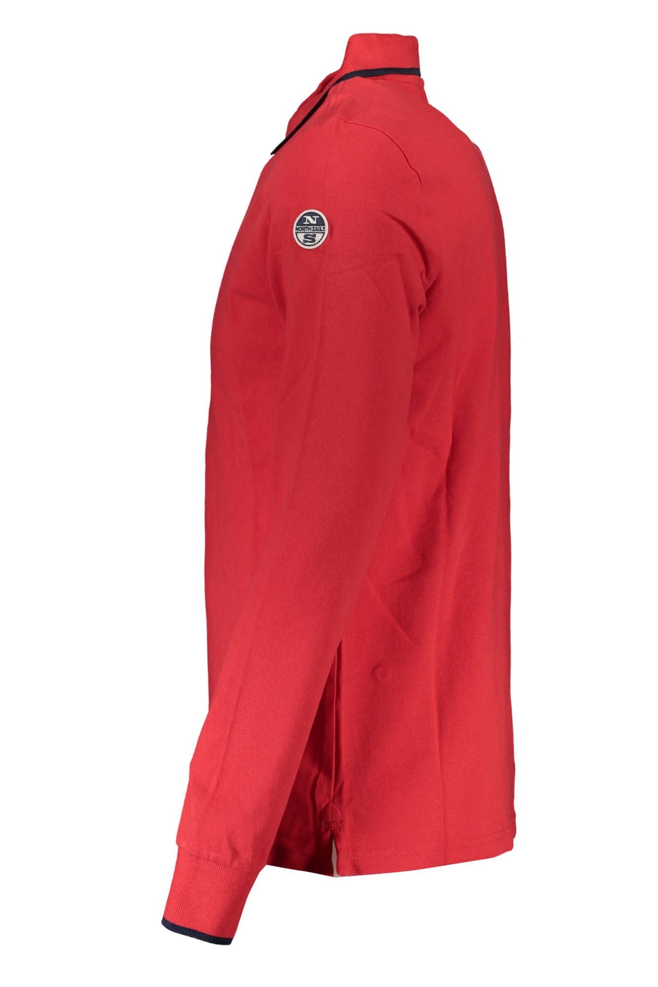 Elegant Long-Sleeved Red Polo with Contrasting Details