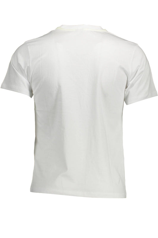 Classic White Round Neck Tee with Logo Print