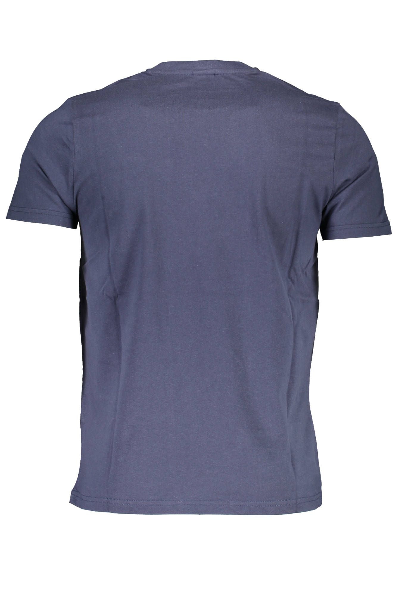 Blue Cotton Casual Round Neck Tee