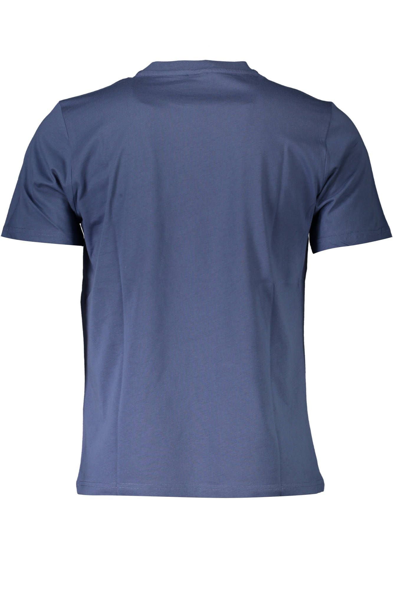 Blue Printed Round Neck Tee with Logo