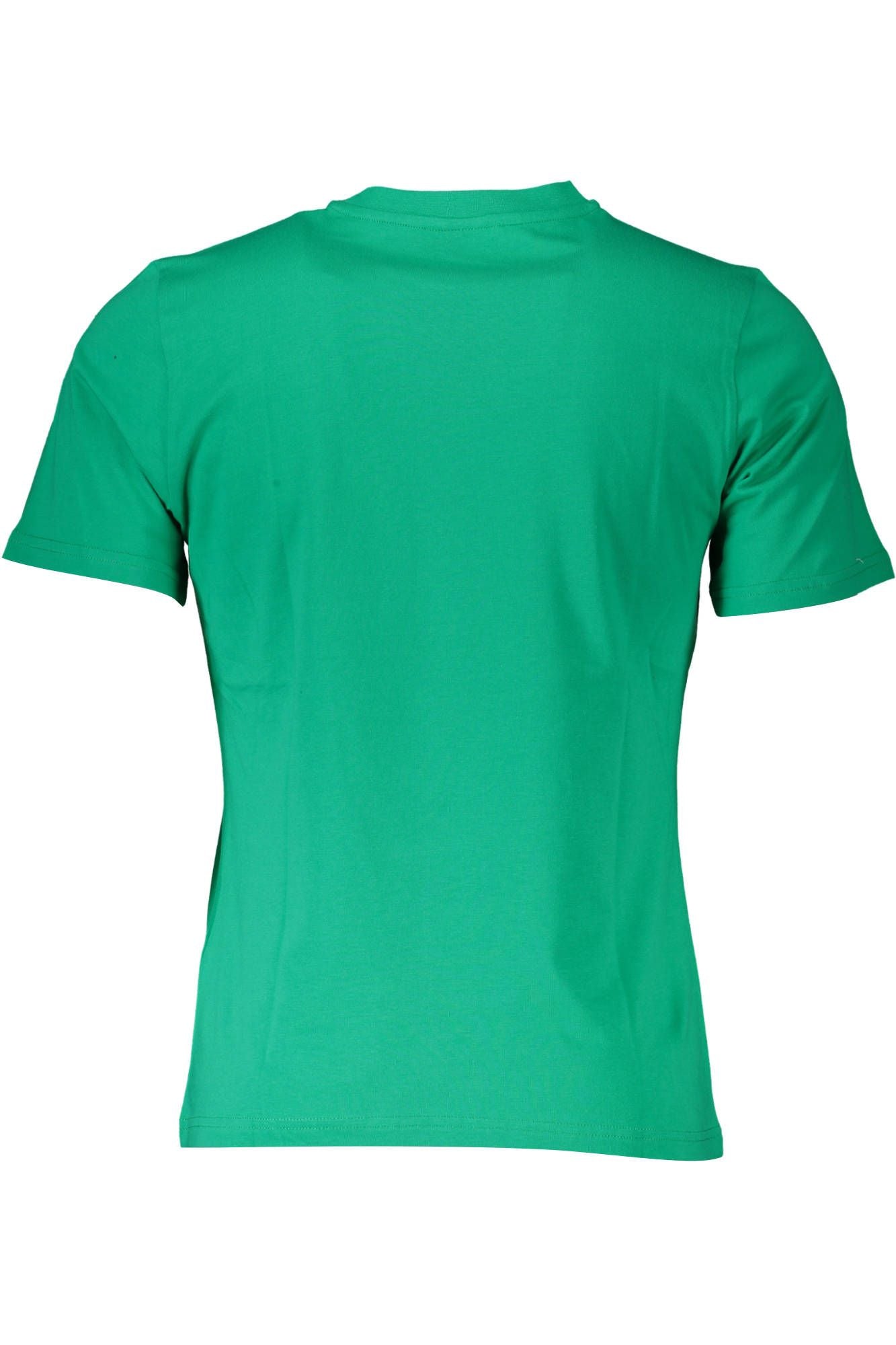 Green Cotton Logo Tee with Round Neck