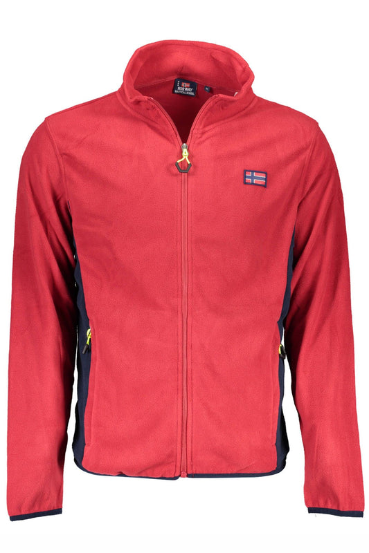 Red Contrast Zip Sweater with Pockets