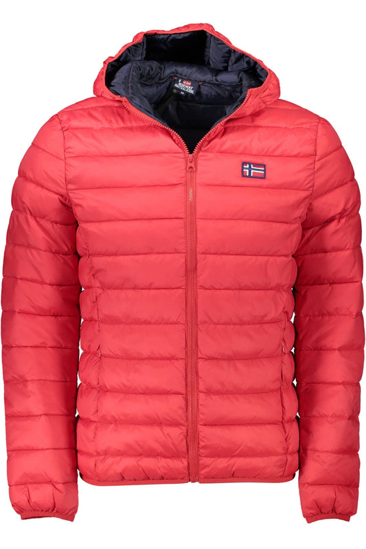 Exquisite Red Polyamide Hooded Jacket