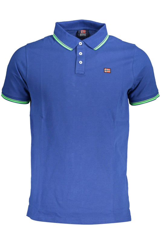 Elegant Blue Contrast Detail Polo Shirt