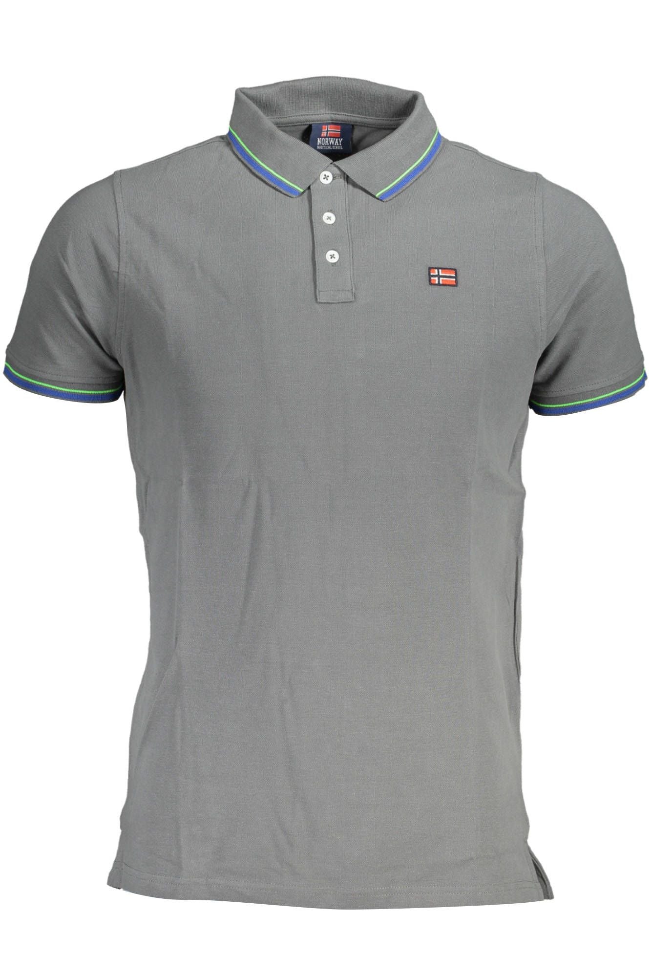 Elegant Gray Cotton Polo with Contrasting Details