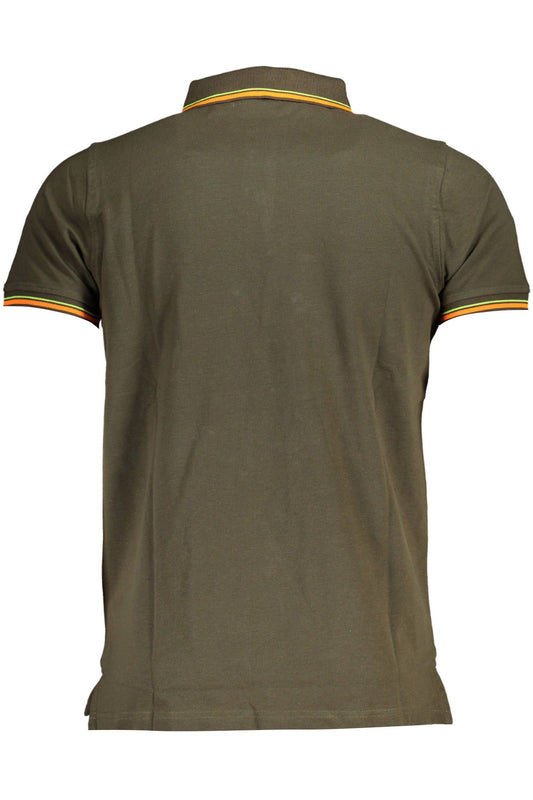 Chic Green Contrasting Detail Polo Shirt