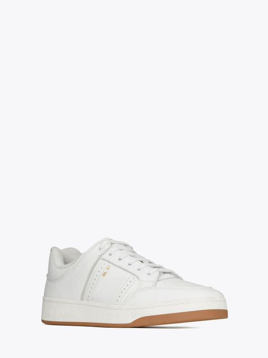 Sleek White Calf Leather Low-Top Sneakers