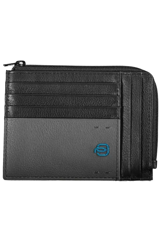 Sleek Black Leather Card Holder with RFID Blocker