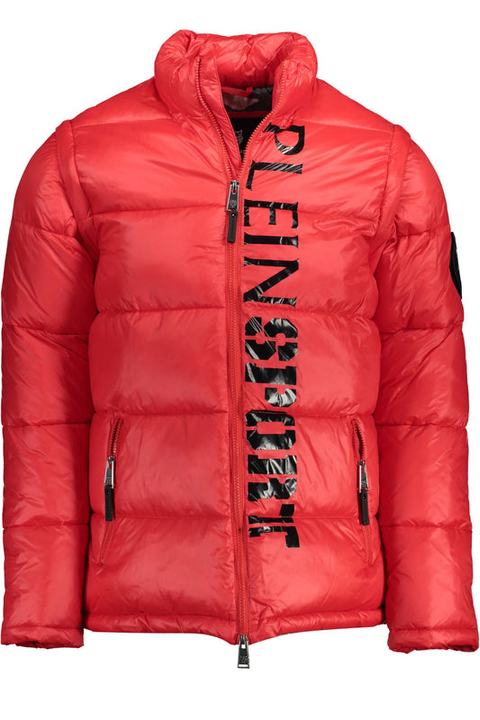 Plein Sport Red Polyamide Jacket with Logo Print