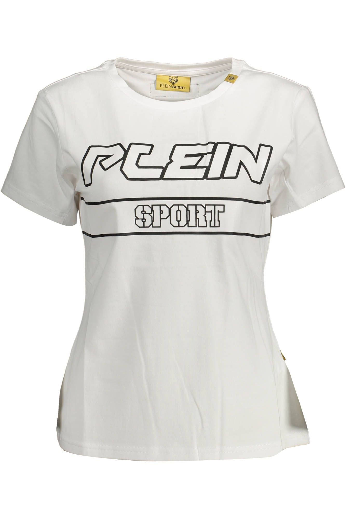 Chic White Cotton Tee with Contrast Logo