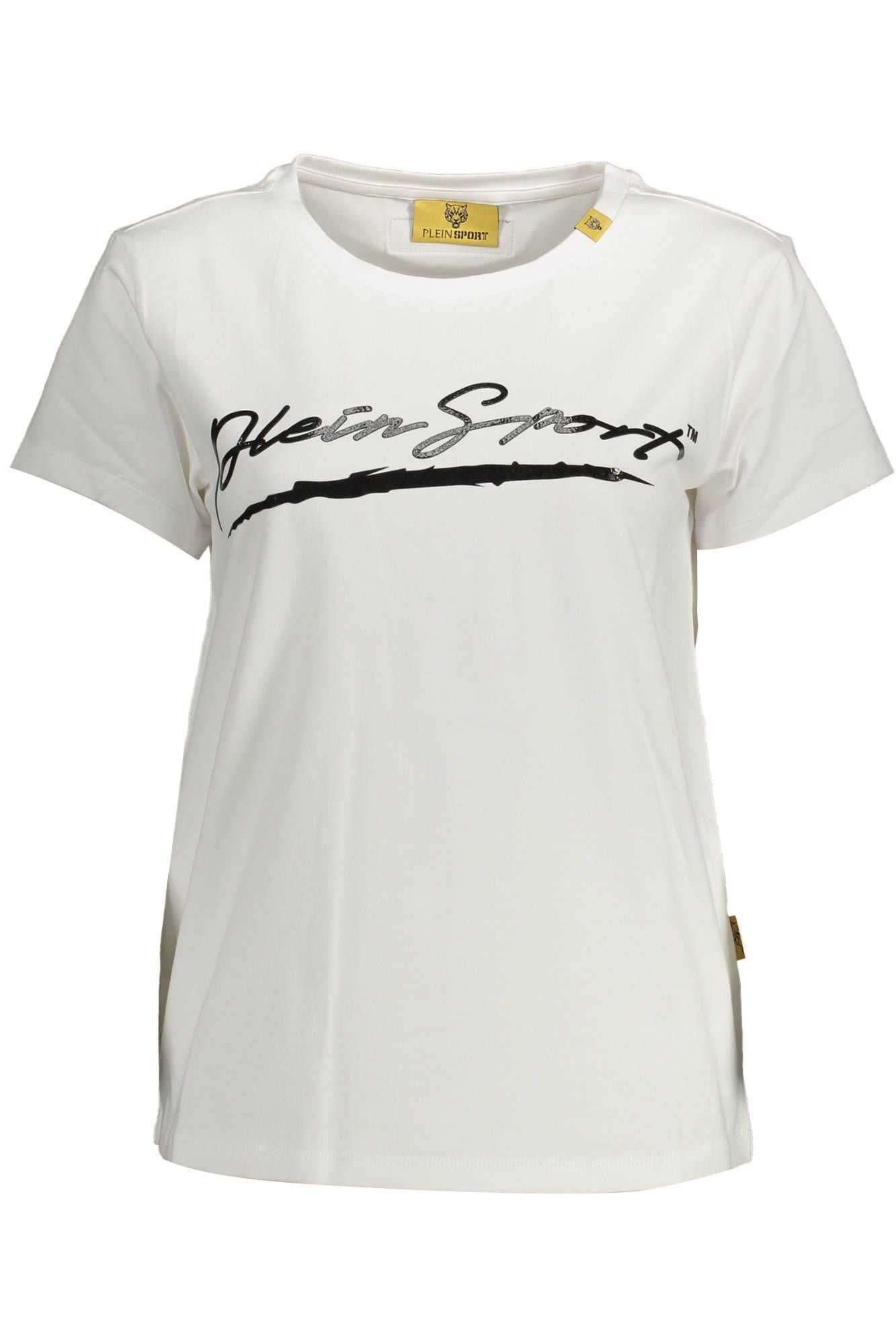 Chic White Cotton Tee with Contrasting Print