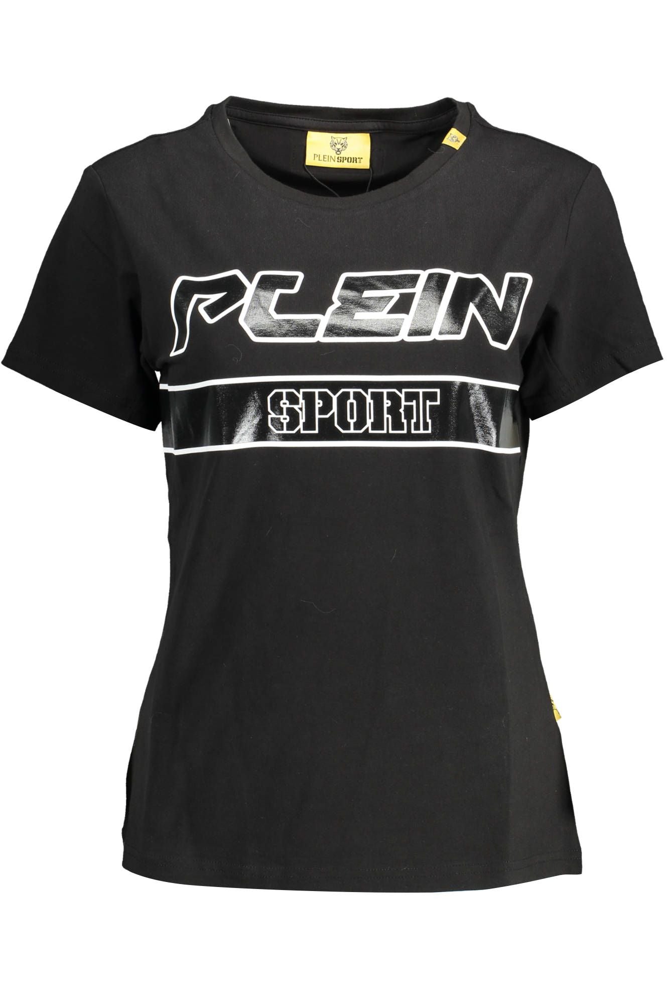 Sleek Monochrome Crew Neck Tee with Logo Detail
