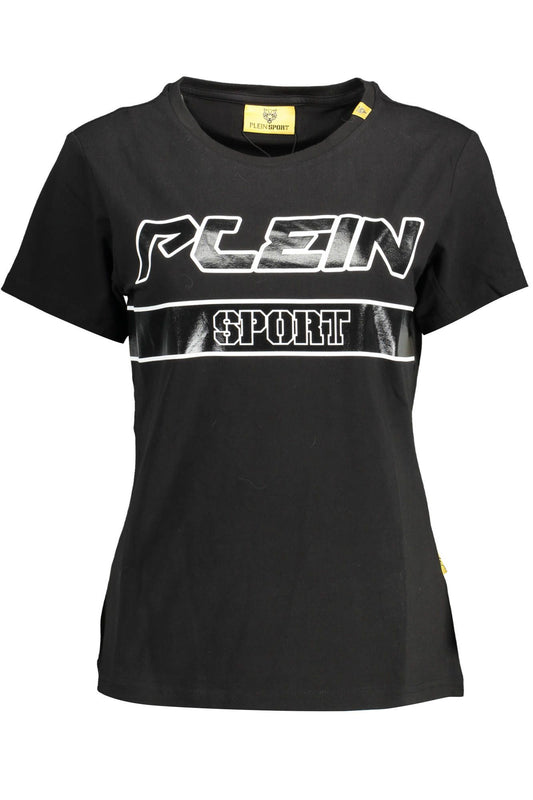 Sleek Monochrome Crew Neck Tee with Logo Detail