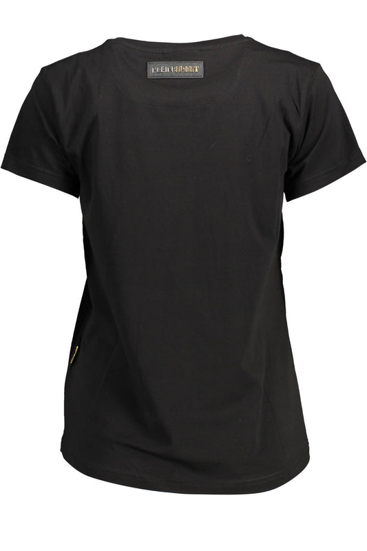 Sleek Black V-Neck Tee with Bold Print