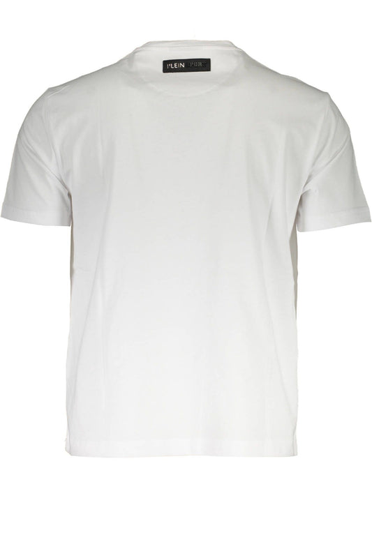 Crisp White Cotton Crew Neck Tee with Bold Print