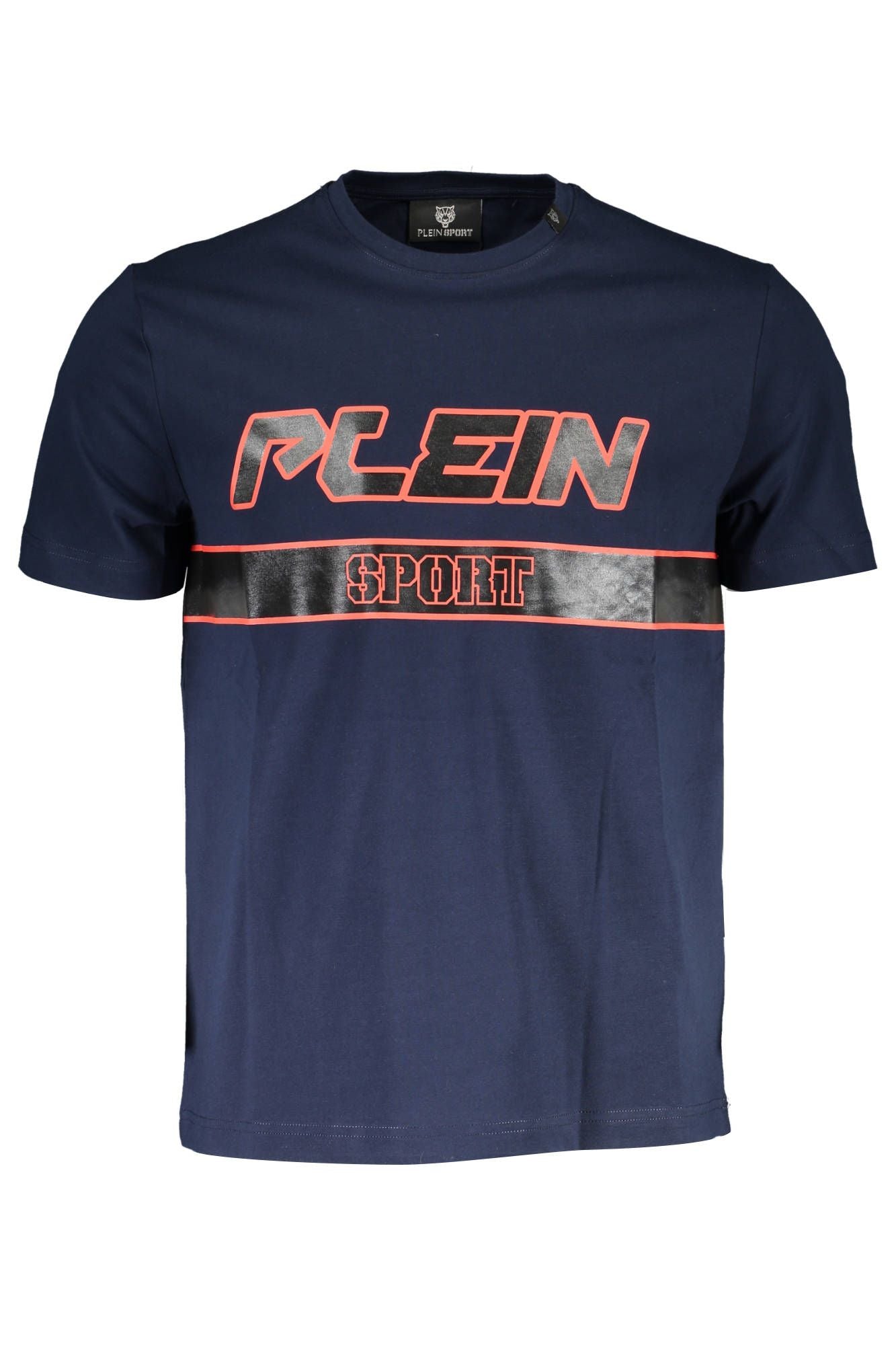 Sleek Blue Crew Neck Printed Tee