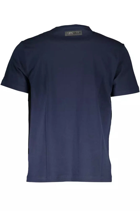 Electric Blue Crew Neck Tee with Bold Print