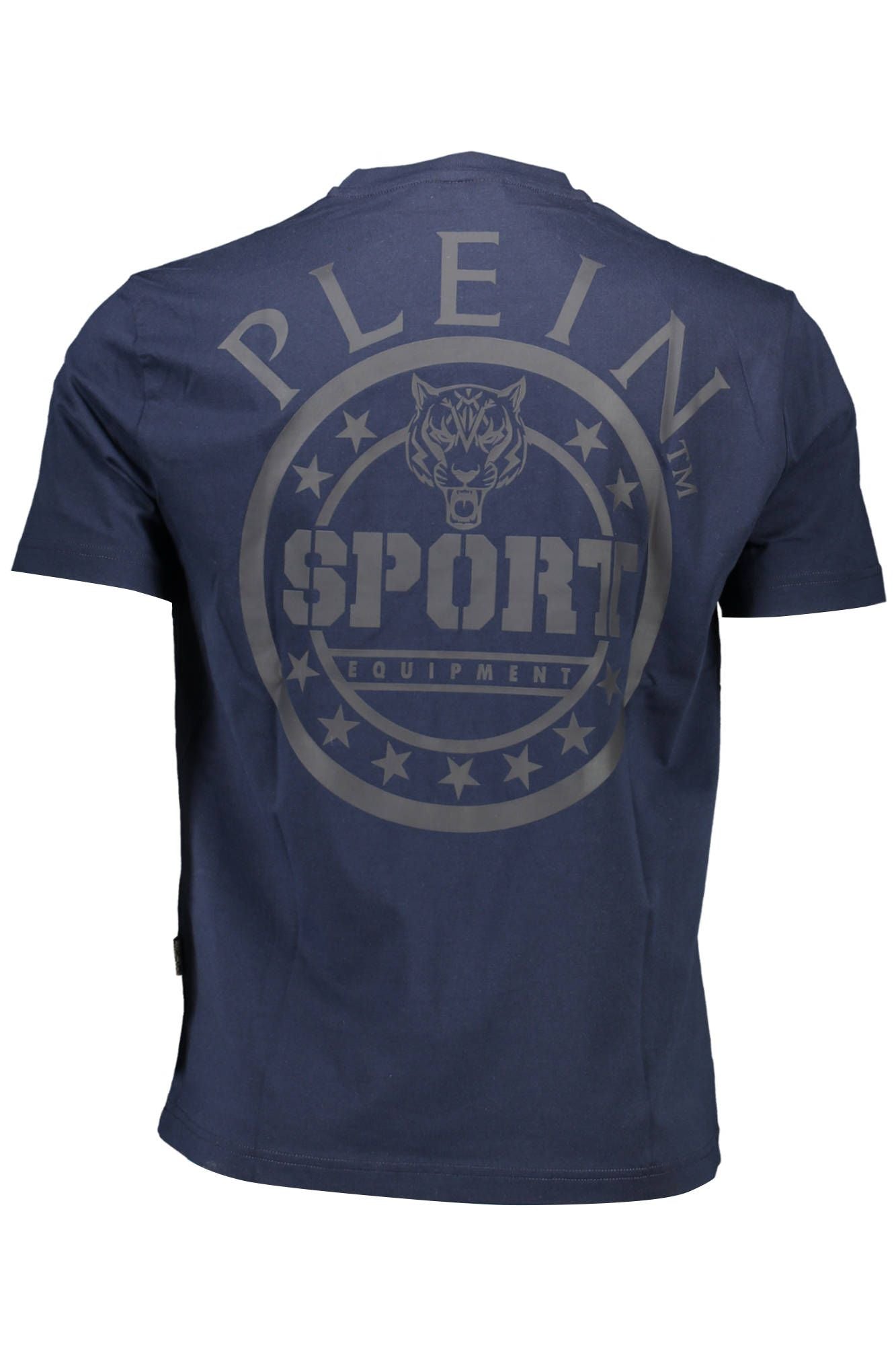 Chic Blue Crew Neck Tee with Back Print
