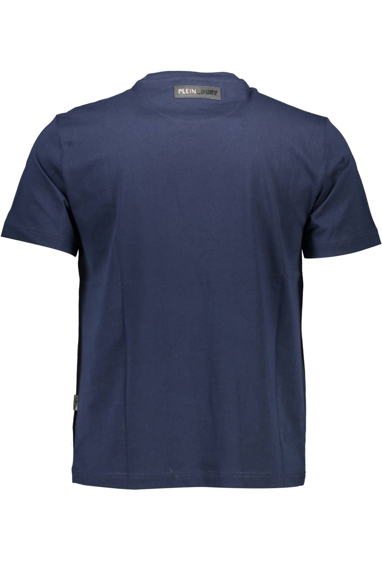 Sleek Blue Crew Neck Tee with Contrasting Logo Print
