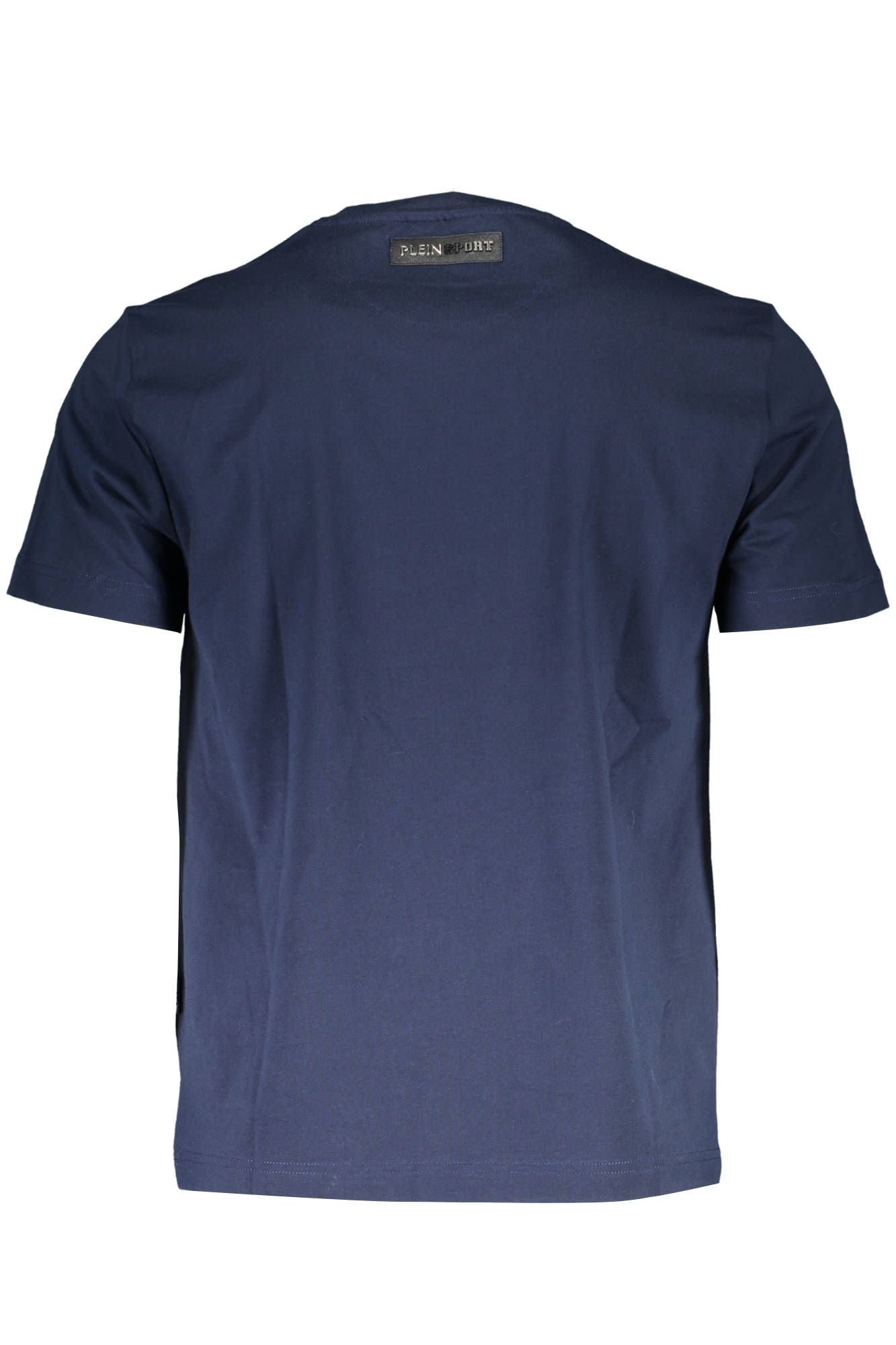 Vibrant Blue V-Neckline Cotton Tee with Logo Print
