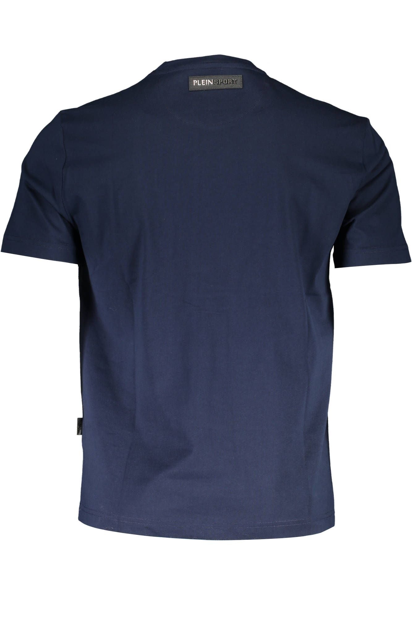 Blue Cotton Logo Tee with Round Neck