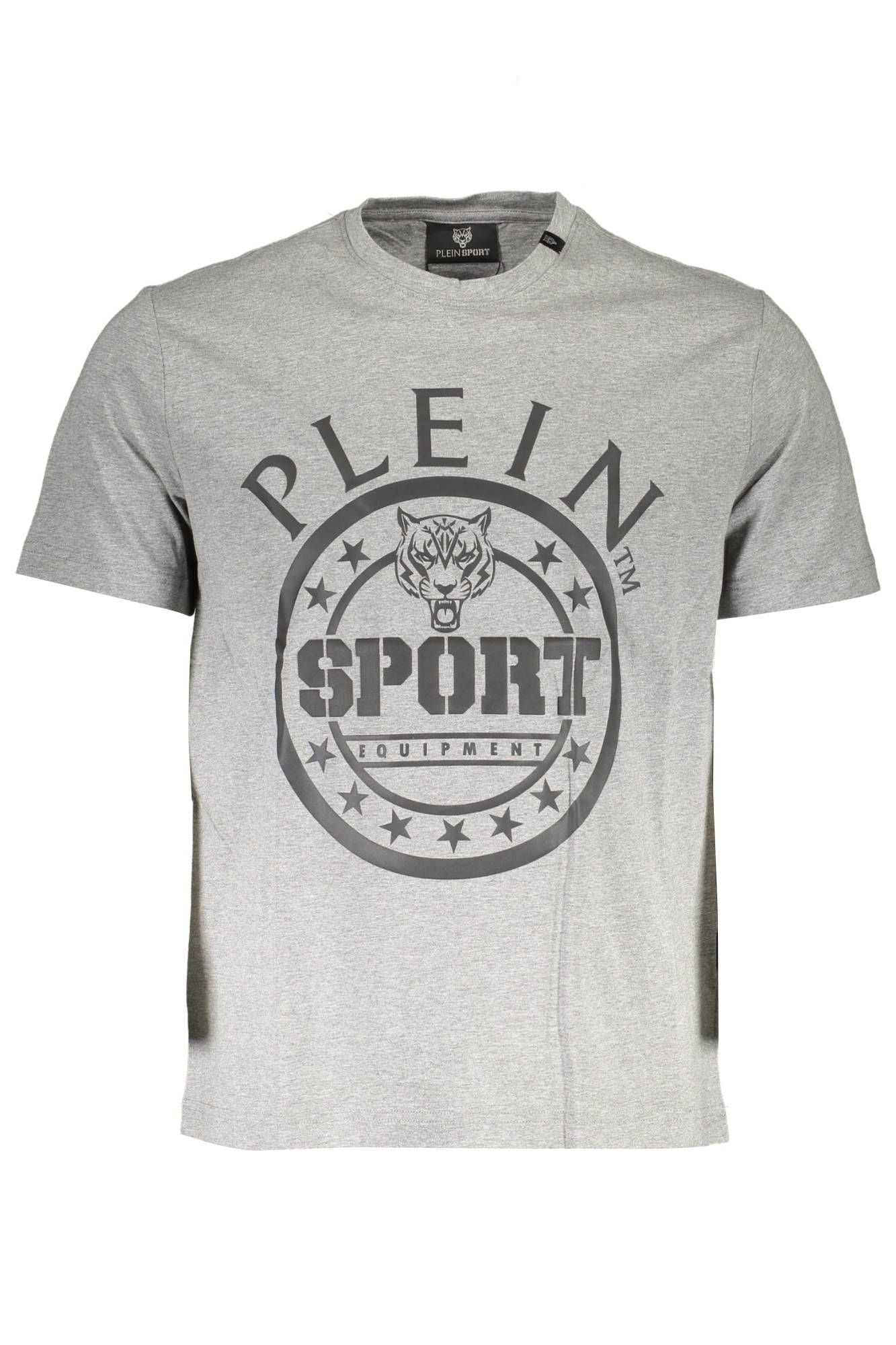 Sleek Gray Cotton Crew Neck Tee with Logo Detail