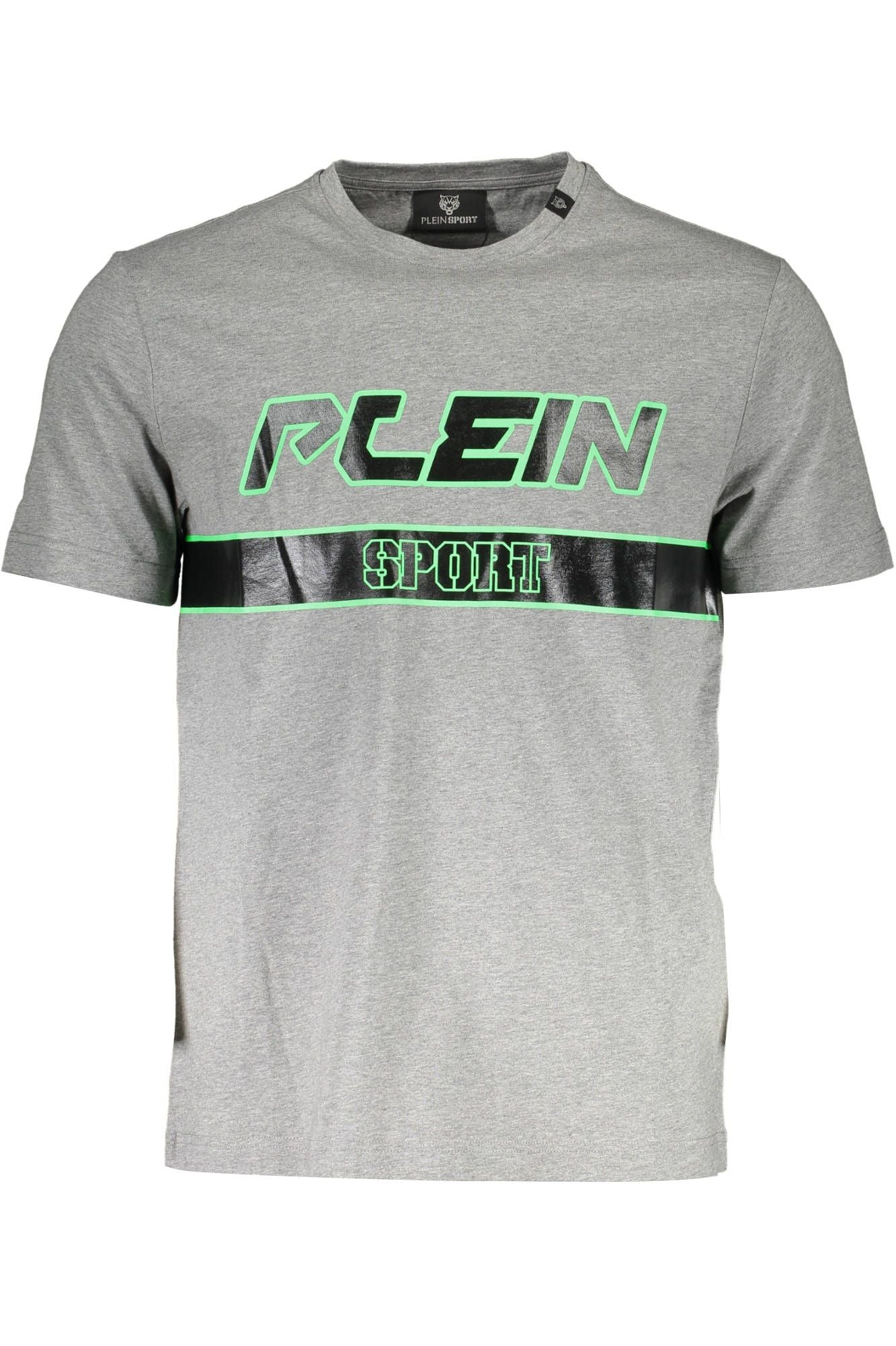 Sleek Gray Crew Neck T-Shirt with Logo Print