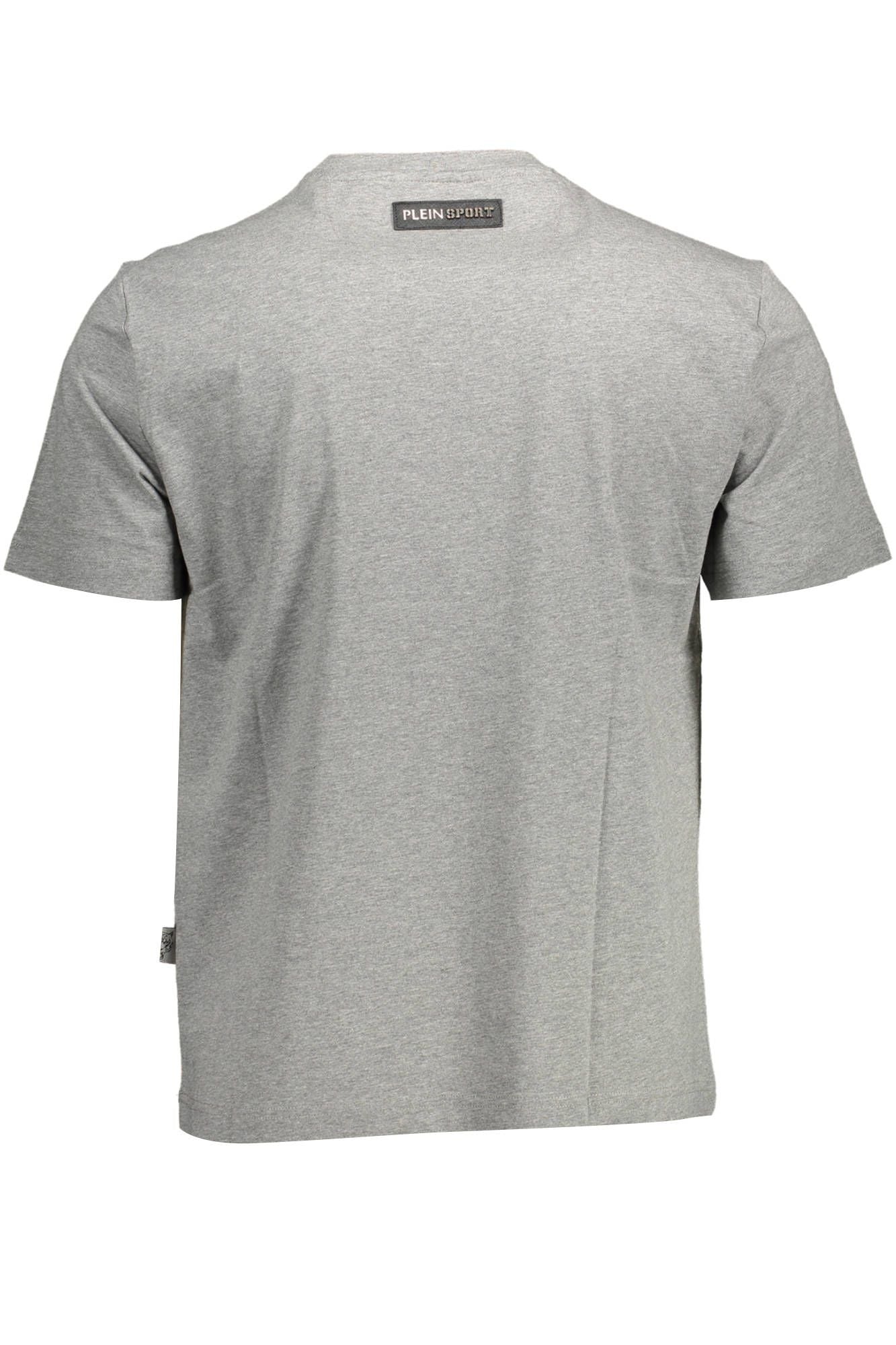 Sleek Gray Cotton Tee with Bold Accents
