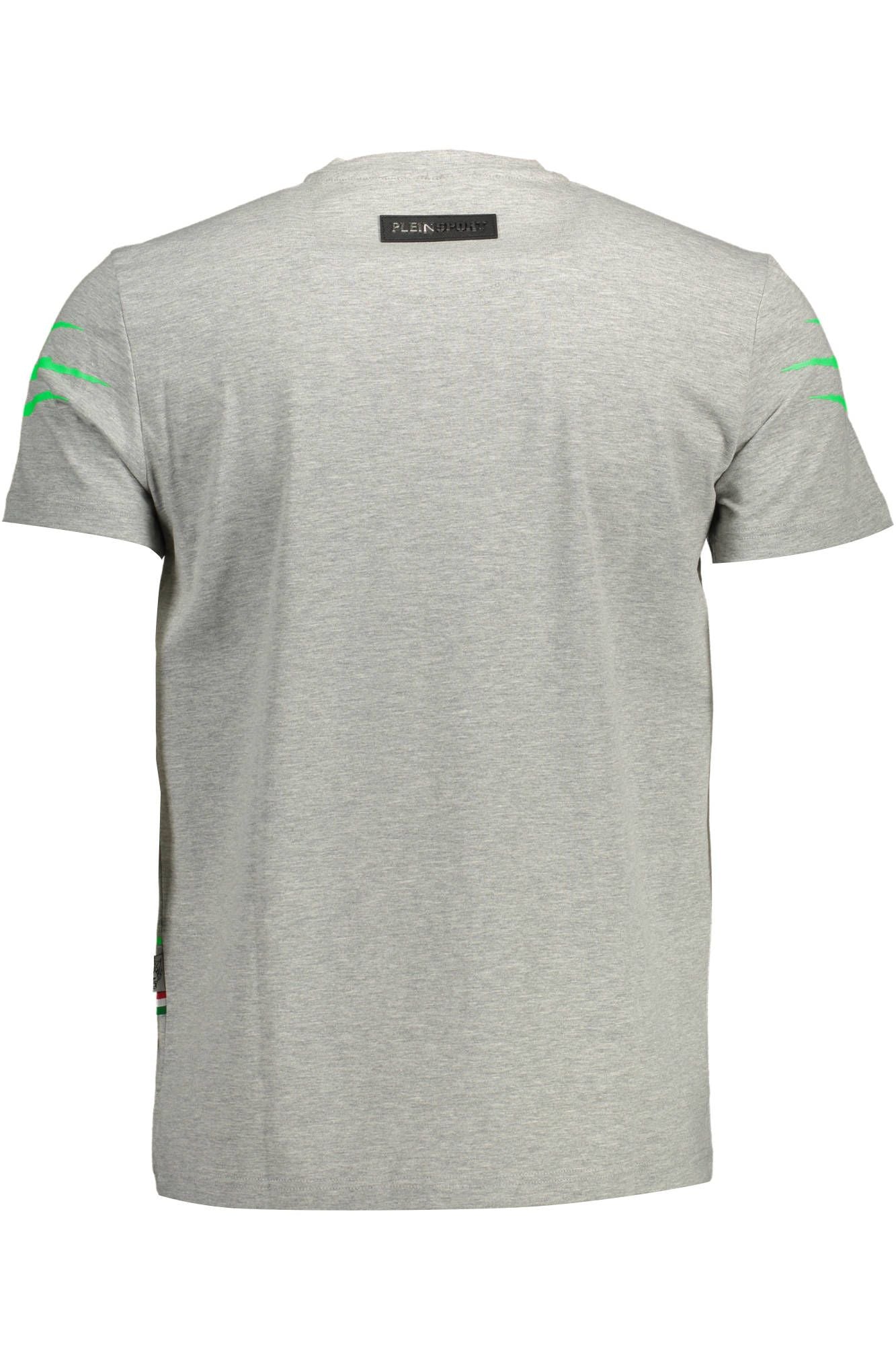 Sleek Gray Crew Neck Sports Tee with Logo Detail
