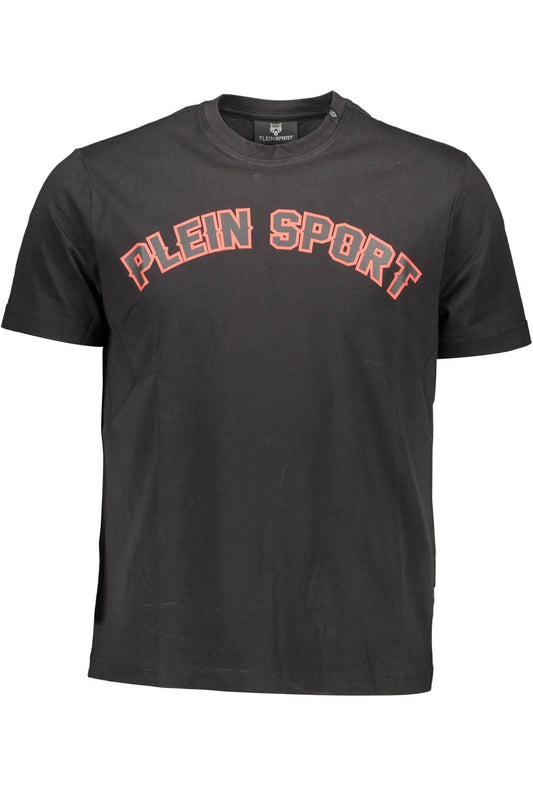 Sleek Black Short Sleeve Tee with Contrasting Prints