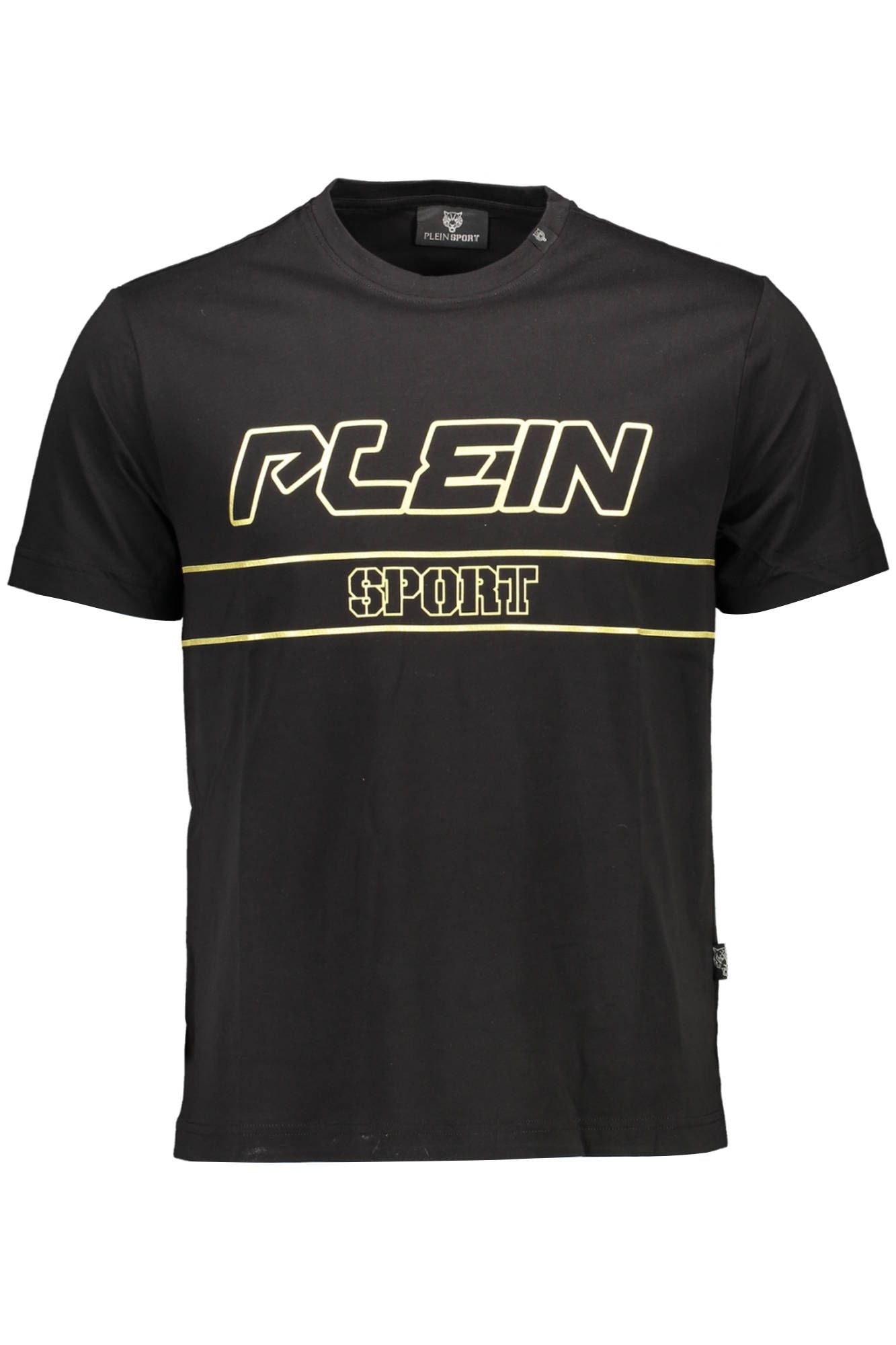Sleek Black Cotton Crew Neck Tee With Print