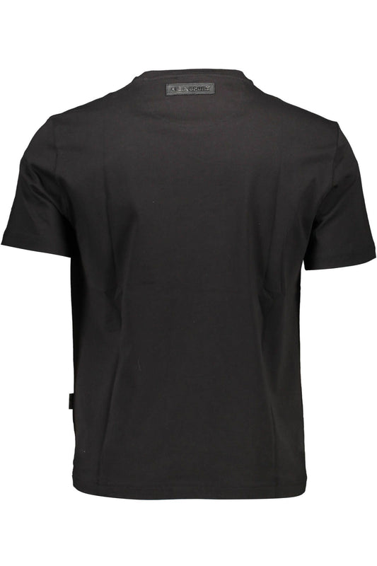 Sleek Black Cotton Tee with Bold Prints