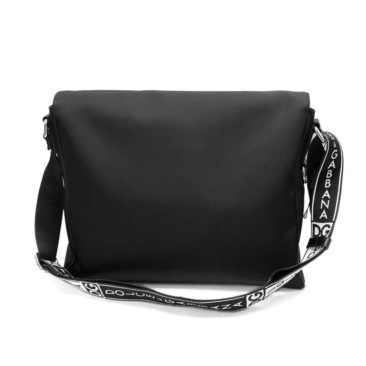 Elegant Black Nylon Messenger with Calfskin Details